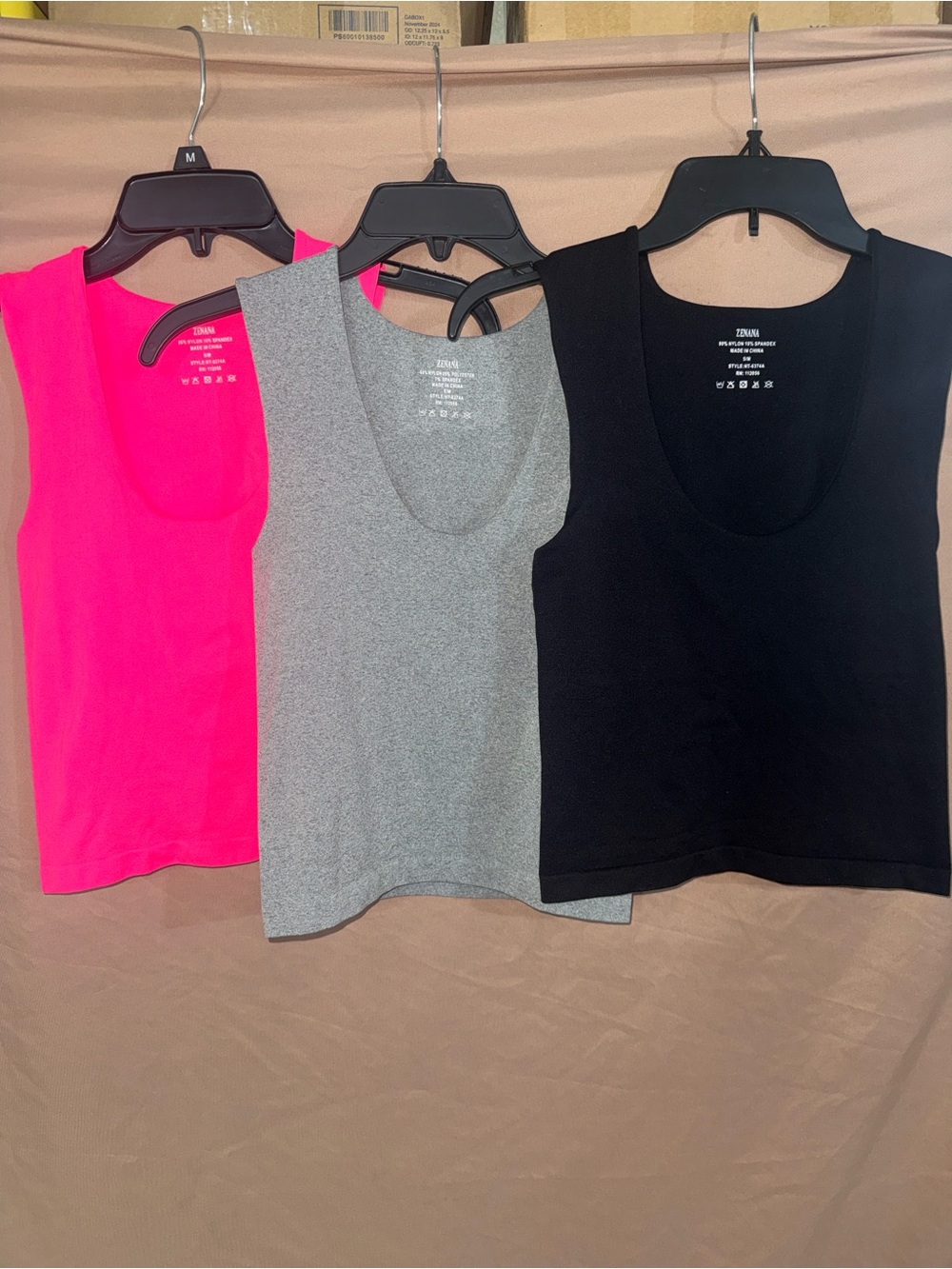 NWOT Zenana S/M Women’s Scoop Neck Tank Top - Black, Gray, Hot Pink